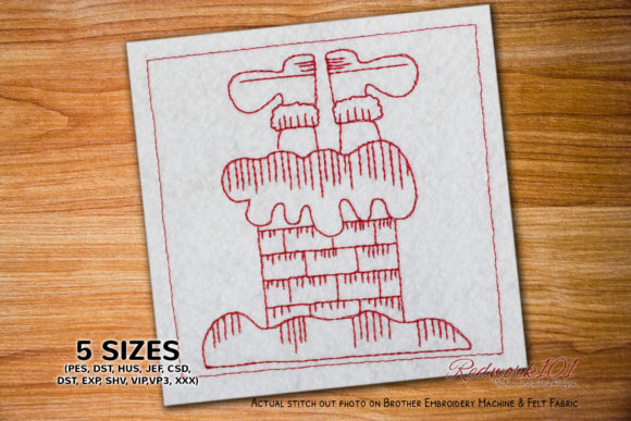 Chimney with Santa Going Head Redwork: A Designer's Review