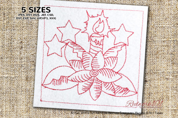 Christmas Flower and Candle Redwork Review