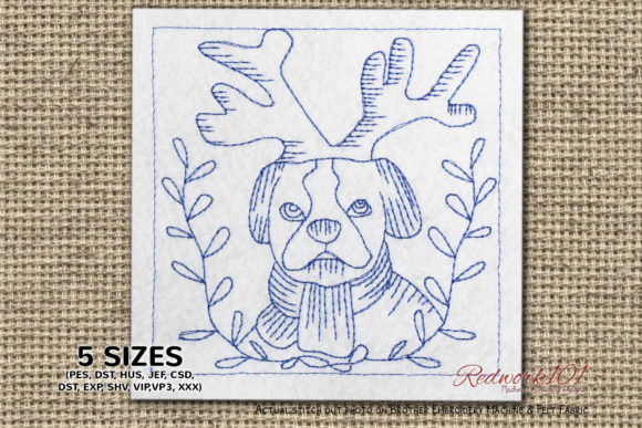 Christmas Reindeer Dress Dog Redwork Review