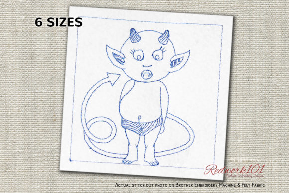 Cute Confused Devil Embroidery Design for Your Shop
