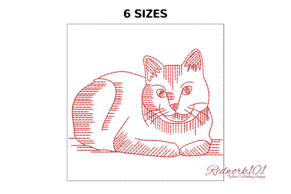 Cute Russian Blue Cat Redwork: Designer Review