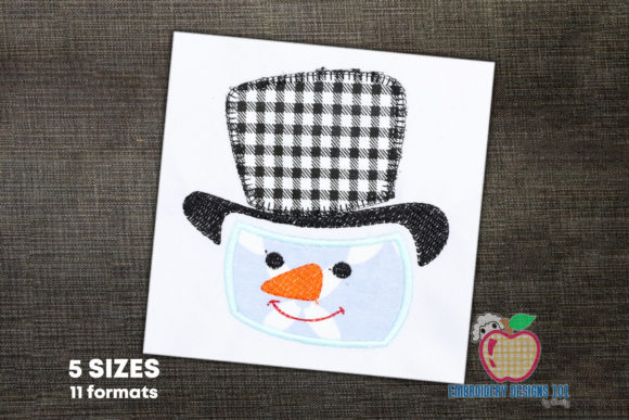 Snowman with Hat Applique Design
